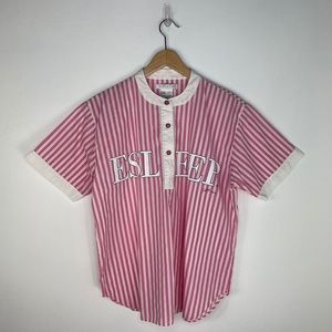 Esleep Vintage pink white button shirt men size S